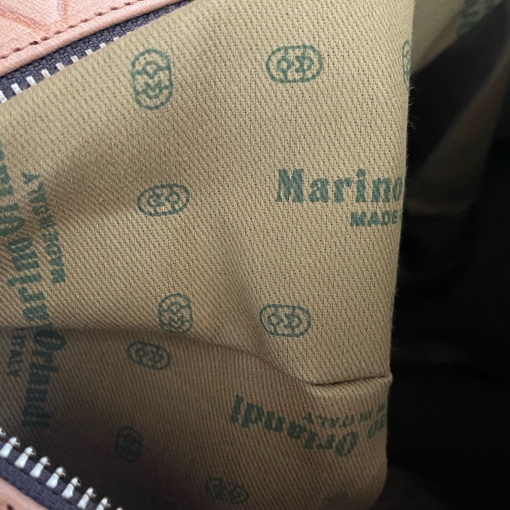 SOLD.     NWT Marino Orlandi Camel w/Brown tote/shoulder bag/Sling Embossed